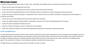 NBA fan code of conduct