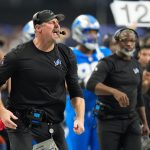 Detroit Lions Dan Campbell on the sideline during the second half against the Washington Commanders of the NFC divisional round at Ford Field in Detroit on Saturday, Jan. 18, 2025.
