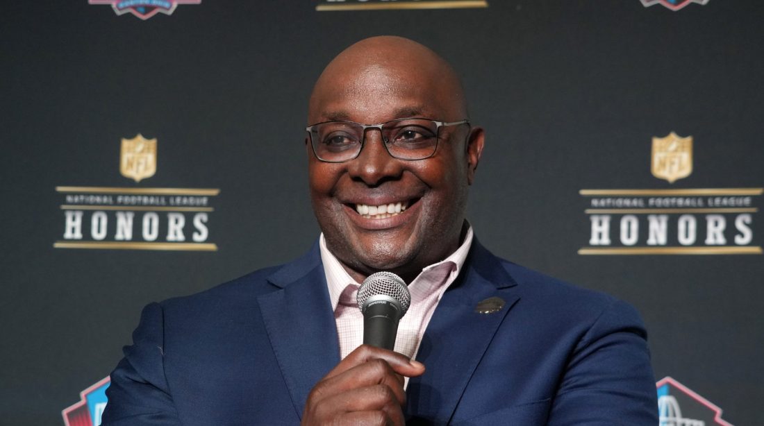 Feb 6, 2025; New Orleans, LA, USA; Sterling Sharpe during the Pro Football Hall of Fame Class of 2025 press conference at the Saenger Theater.
