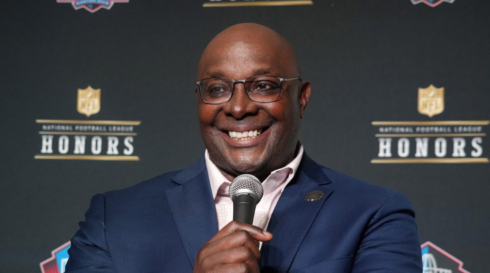 Feb 6, 2025; New Orleans, LA, USA; Sterling Sharpe during the Pro Football Hall of Fame Class of 2025 press conference at the Saenger Theater.