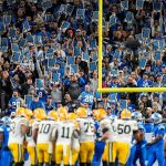 Detroit Lions fans cheer on against Green Bay Packers during the second half at Ford Field in Detroit on Thursday, Dec. 5, 2024.