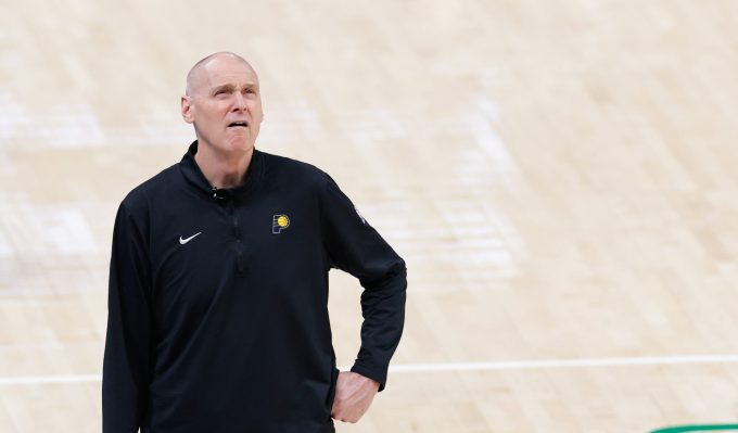 Jun 22, 2025; Oklahoma City, Oklahoma, USA; Indiana Pacers head coach Rick Carlisle looks on during the second half of game seven of the 2025 NBA Finals against the Oklahoma City Thunder at Paycom Center.