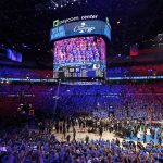 Jun 22, 2025; Oklahoma City, Oklahoma, USA; The Oklahoma City Thunder celebrate after winning game seven of the 2025 NBA Finals against the Indiana Pacers at Paycom Center. Mandatory Credit: Alonzo Adams-Imagn Images