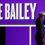 Jun 25, 2025; Brooklyn, NY, USA; Ace Bailey looks on after being selected as the fifth pick by the Utah in the first round of the 2025 NBA Draft at Barclays Center. Mandatory Credit: Brad Penner-Imagn Images