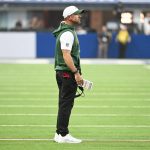 Aug 16, 2025; Indianapolis, Indiana, USA; Green Bay Packers head coach Matt LaFleur reacts to a call during the first half against the Indianapolis Colts at Lucas Oil Stadium. Mandatory Credit: Robert Goddin-Imagn Images