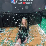 Noa Dalzell after the Boston Celtics won the 2024 NBA Title