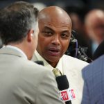 Jun 4, 2023; Denver, CO, USA; TNT sports analyst Charles Barkley speaks before game two between the Miami Heat and the Denver Nuggets in the 2023 NBA Finals at Ball Arena. Mandatory Credit: Ron Chenoy-USA TODAY Sports