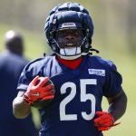 May 9, 2025; Lake Forest, IL, USA; Chicago Bears running back Kyle Monangai (25) runs with the ball during the Rookie Minicamp at Halas Hall. Mandatory Credit: Kamil Krzaczynski-Imagn Images