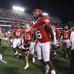 Aug 28, 2025; Houston, Texas, USA; Houston Cougars linebacker Jalen Garner (36) celebrates after the game against the Stephen F. Austin Lumberjacks at TDECU Stadium. Mandatory Credit: Troy Taormina-Imagn Images