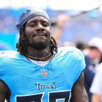 off the field against the Los Angeles Rams during pre-game warmups at Nissan Stadium. Mandatory Credit: Steve Roberts-Imagn Images