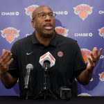 Sep 23, 2025; New York, NY, USA; New York Knicks head coach Mike Brown speaks to the media during a media day press conference at the Madison Square Garden training center. Mandatory Credit: Brad Penner-Imagn Images
