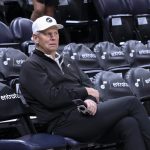 Apr 2, 2024; Salt Lake City, Utah, USA; Utah Jazz CEO Danny Ainge looks on before the game against the Cleveland Cavaliers at Delta Center.