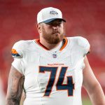 August 9, 2025; Santa Clara, California, USA; Denver Broncos guard Ben Powers (74) after the game against the San Francisco 49ers at Levi's Stadium. Mandatory Credit: Kyle Terada-Imagn Images