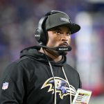 Sep 7, 2025; Orchard Park, New York, USA; Baltimore Ravens defensive coordinator Zach Orr on the sidelines before a game against the Buffalo Bills at Highmark Stadium. Mandatory Credit: Mark Konezny-Imagn Images