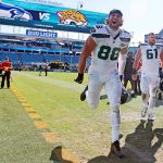 Oct 12, 2025; Jacksonville, Florida, USA; Seattle Seahawks tight end AJ Barner (88) runs off the field after the game against the Jacksonville Jaguars at EverBank Stadium. Mandatory Credit: Morgan Tencza-Imagn Images