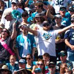 Jaguar fans show their support during the second quarter in an NFL football game at EverBank Stadium, Sunday, Oct. 12, 2025, in Jacksonville, Fla.