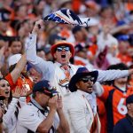 Oct 19, 2025; Denver, Colorado, USA; Fans celebrate the Denver Broncos win against the New York Giants at Empower Field at Mile High.