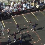 Aug 17, 2005; Rochester, NY, USA; The crowd gathers outside the Blue Cross Arena to watch the selection round of the And1 tour. This view is from an office in the old Casket Company building.