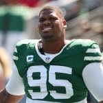 Sep 14, 2025; East Rutherford, New Jersey, USA; New York Jets defensive tackle Quinnen Williams (95) before the game against the Buffalo Bills at MetLife Stadium. Mandatory Credit: Vincent Carchietta-Imagn Images
