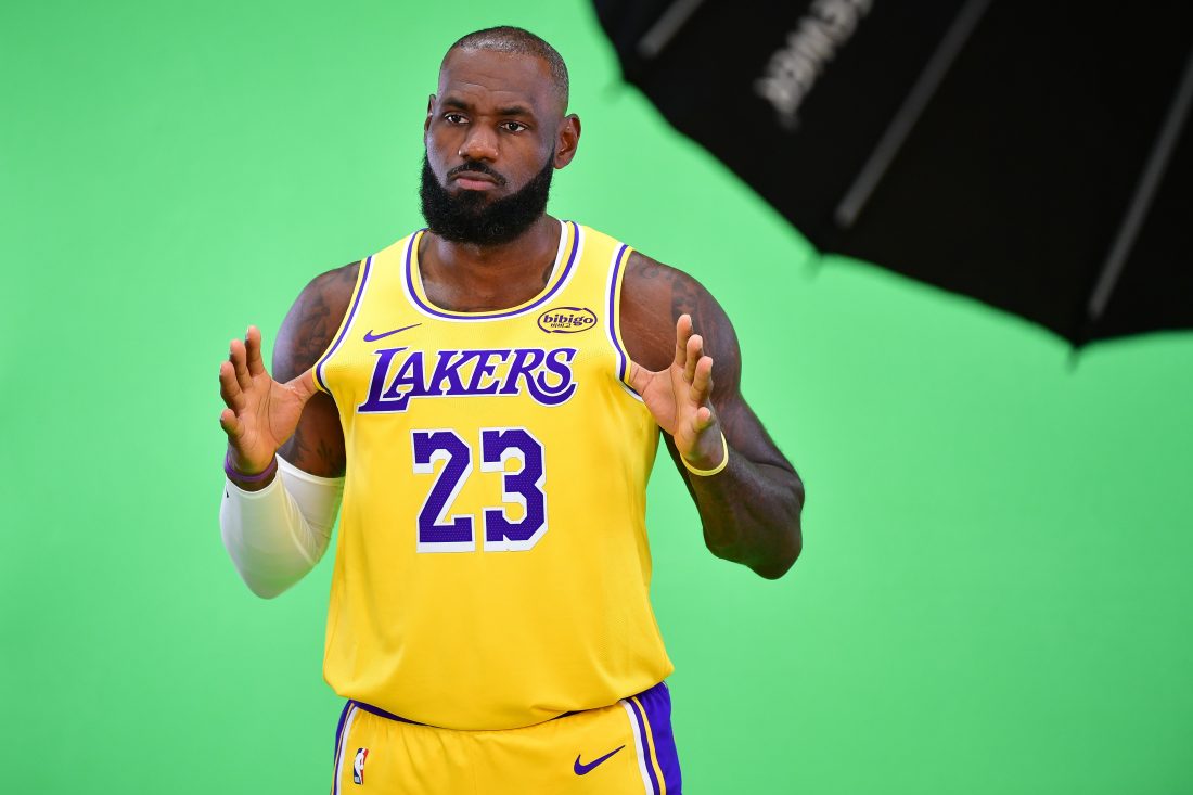 Sep 29, 2025; Los Angeles, CA, USA; Los Angeles Lakers forward LeBron James (23) during media day at UCLA Health Training Center. Mandatory Credit: Gary A. Vasquez-Imagn Images