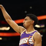 Oct 22, 2025; Phoenix, Arizona, USA; Phoenix Suns forward Ryan Dunn (0) against the Sacramento Kings at the Mortgage Matchup Center. Mandatory Credit: Mark J. Rebilas-Imagn Images