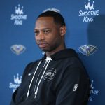 Oct 31, 2025; Inglewood, California, USA; New Orleans Pelicans head coach Willie Green at press conference at the Intuit Dome. Mandatory Credit: Kirby Lee-Imagn Images