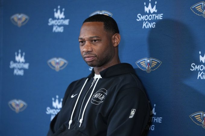 Oct 31, 2025; Inglewood, California, USA; New Orleans Pelicans head coach Willie Green at press conference at the Intuit Dome. Mandatory Credit: Kirby Lee-Imagn Images