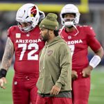 Nov 3, 2025; Arlington, Texas, USA; Arizona Cardinals quarterback Kyler Murray (1) walks on the field before the game between the Dallas Cowboys and the Arizona Cardinals at AT&T Stadium. Mandatory Credit: Jerome Miron-Imagn Images