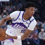 Nov 30, 2025; Salt Lake City, Utah, USA; Utah Jazz guard Ace Bailey (19) looks for the play against the Houston Rockets during the first half at Delta Center. Mandatory Credit: Rob Gray-Imagn Images