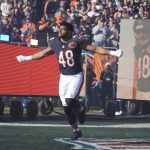 Nov 23, 2025; Chicago, Illinois, USA; Chicago Bears linebacker D'Marco Jackson (48) takes the field prior to a game against the Pittsburgh Steelers at Soldier Field.