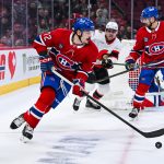 Dec 2, 2025; Montreal, Quebec, CAN; Montreal Canadiens defenseman Arber Xhekaj (72) skates away with the puck against the Ottawa Senators during the third period at Bell Centre.