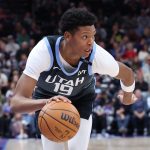 Dec 7, 2025; Salt Lake City, Utah, USA; Utah Jazz guard Ace Bailey (19) dribbles the ball against the Oklahoma City Thunder during the second half at Delta Center.