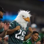 Dec 8, 2025; Inglewood, California, USA; Philadelphia Eagles fans cheer in the second half against the Los Angeles Chargers at SoFi Stadium.