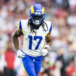 Dec 7, 2025; Glendale, Arizona, USA; Los Angeles Rams wide receiver Davante Adams (17) against the Arizona Cardinals at State Farm Stadium. Mandatory Credit: Mark J. Rebilas-Imagn Images