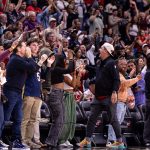Dec 18, 2025; New Orleans, Louisiana, USA; New Orleans Pelicans fans react to a play against the Houston Rockets during over time at Smoothie King Center. Mandatory Credit: Stephen Lew-Imagn Images