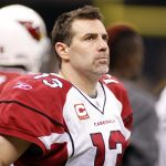 Jan. 16, 2010; New Orleans, LA, USA; Arizona Cardinals quarterback Kurt Warner (13) watches from the sidelines during 4th quarter at the Louisiana Superdome. The Saints defeated the Cardinals 45-14. Mandatory Credit: John David Mercer-USA TODAY Sports