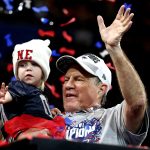 Feb 3, 2019; Atlanta, GA, USA; New England Patriots head coach Bill Belichick celebrates with granddaughter Blakely after beating the Los Angeles Rams in Super Bowl LIII at Mercedes-Benz Stadium. Mandatory Credit: Matthew Emmons-USA TODAY Sports