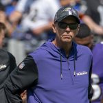 Sep 15, 2024; Baltimore, Maryland, USA; Baltimore Ravens coordinator Todd Monken on the field before the game against the Las Vegas Raiders at M&T Bank Stadium.