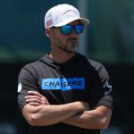 Jun 16, 2025; El Segundo, CA, USA; Los Angeles Chargers defensive coordinator Jesse Minter watches during organized team activities at The Bolt. Mandatory Credit: Kirby Lee-Imagn Images