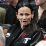 Nov 4, 2025; Toronto, Ontario, CAN; The WNBA Toronto Tempo head coach Sandy Brondello sits courtside during a game between the Milwaukee Bucks and Toronto Raptors at Scotiabank Arena. Mandatory Credit: John E. Sokolowski-Imagn Images
