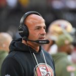 Nov 16, 2025; Glendale, Arizona, USA; San Francisco 49ers defensive coordinator Robert Saleh looks on in the third quarter against the Arizona Cardinals at State Farm Stadium. Mandatory Credit: Matt Kartozian-Imagn Images