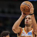 Nov 22, 2025; New Orleans, Louisiana, USA; Atlanta Hawks forward Zaccharie Risacher (10) shoots a free throw against the New Orleans Pelicans during the first half of the game at the Smoothie King Center.