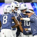 Nov 13, 2025; Foxborough, Massachusetts, USA; (Editors Notes: Caption Correction) New England Patriots offensive coordinator Josh McDaniels huddles up before the game against the New York Jets at Gillette Stadium.