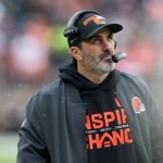 Dec 7, 2025; Cleveland, Ohio, USA; Cleveland Browns head coach Kevin Stefanski looks on against the Tennessee Titans during the first quarter at Huntington Bank Field. Mandatory Credit: Scott Galvin-Imagn Images