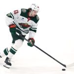 Dec 27, 2025; Winnipeg, Manitoba, CAN; Minnesota Wild defenseman Quinn Hughes (43) warms up before a game against the Winnipeg Jets at Canada Life Centre. Mandatory Credit: James Carey Lauder-Imagn Images