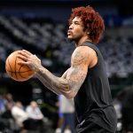 Jan 1, 2026; Dallas, Texas, USA; Philadelphia 76ers guard Kelly Oubre Jr. (9) warms up before the game against the Dallas Mavericks at the American Airlines Center. Mandatory Credit: Jerome Miron-Imagn Images