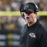 Jan 4, 2026; Pittsburgh, Pennsylvania, USA; Baltimore Ravens head coach John Harbaugh reacts during the second half at Acrisure Stadium. Mandatory Credit: Charles LeClaire-Imagn Images