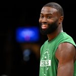 Jan 10, 2026; Boston, Massachusetts, USA; Boston Celtics guard Jaylen Brown (7) during warmups before a game against the San Antonio Spurs during the first half at the TD Garden. Mandatory Credit: Brian Fluharty-Imagn Images