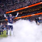 Jan 10, 2026; Chicago, IL, USA; Chicago Bears safety Jaquan Brisker (9) takes the field prior to an NFC Wild Card Round game against the Green Bay Packers at Soldier Field.