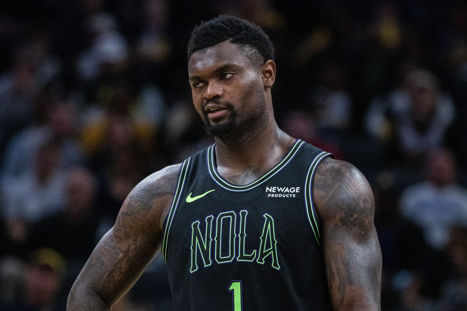 Jan 16, 2026; Indianapolis, Indiana, USA; New Orleans Pelicans forward Zion Williamson (1) in the second half against the Indiana Pacers at Gainbridge Fieldhouse. Mandatory Credit: Trevor Ruszkowski-Imagn Images